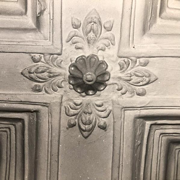Great Chamber ceiling ornament at Old Brampton Hall